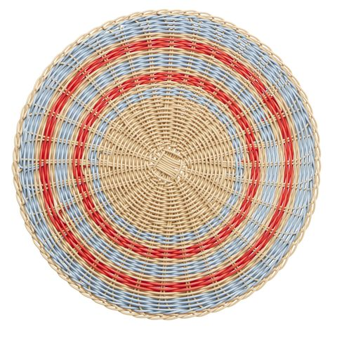 Coast to Coast - Capri Woven Placemat - 38cm - Natural/Red/Blue