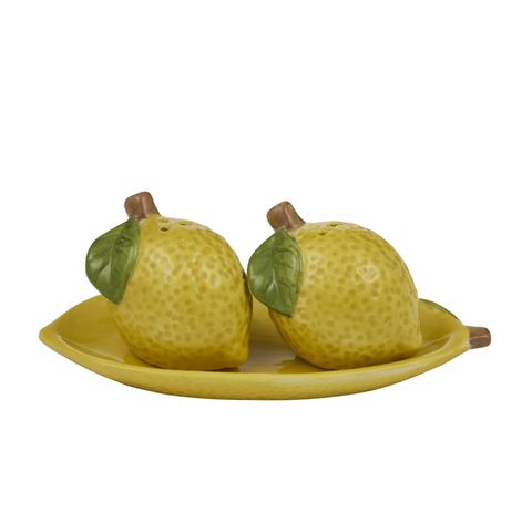 Coast to Coast - Limone Ceramic Salt & Pepper Set - 3 Piece - 14.5x6cm - Yellow