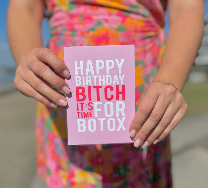 Bad on Paper - Botox - Pink & Red Birthday Greeting Card