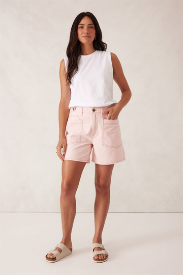 Ceres Life - Relaxed Front Pocket Tab Short - Fresh Coral Stripe