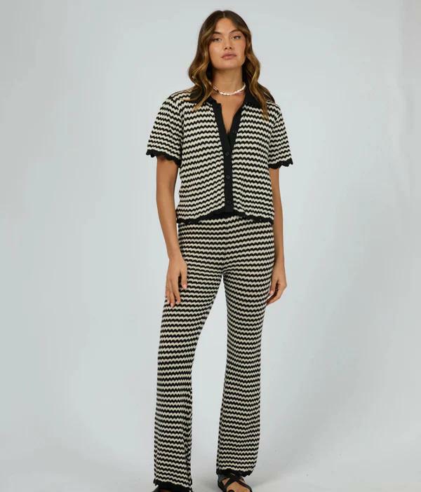 All About Eve - Tia Knit Pant - Black Stripe