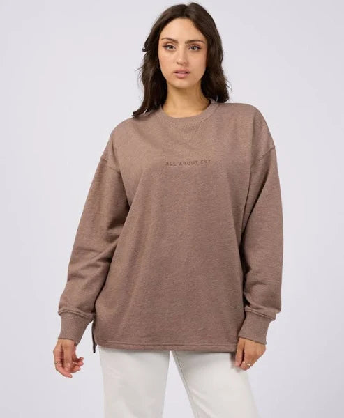 All About Eve - AAE Washed Relaxed Crew - Choc Marle